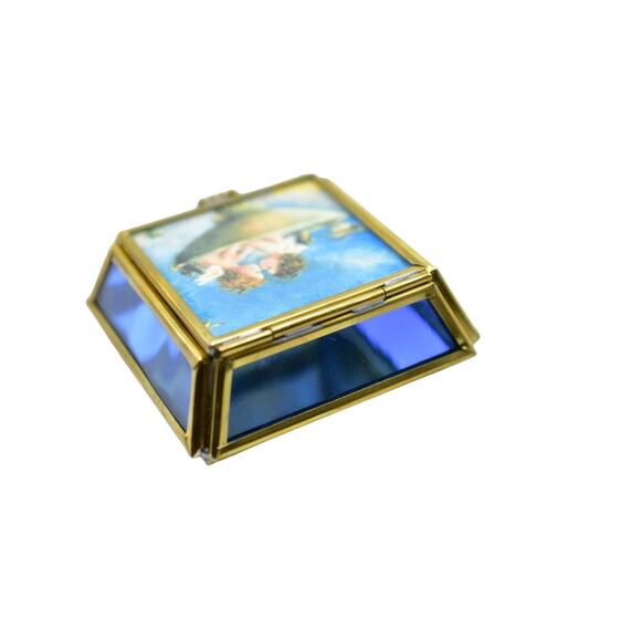 Viva! Glass & Brass Trinket Box Handcrafted In Mexico Kissing Cherub Angels Bin1 - Picture 6 of 12